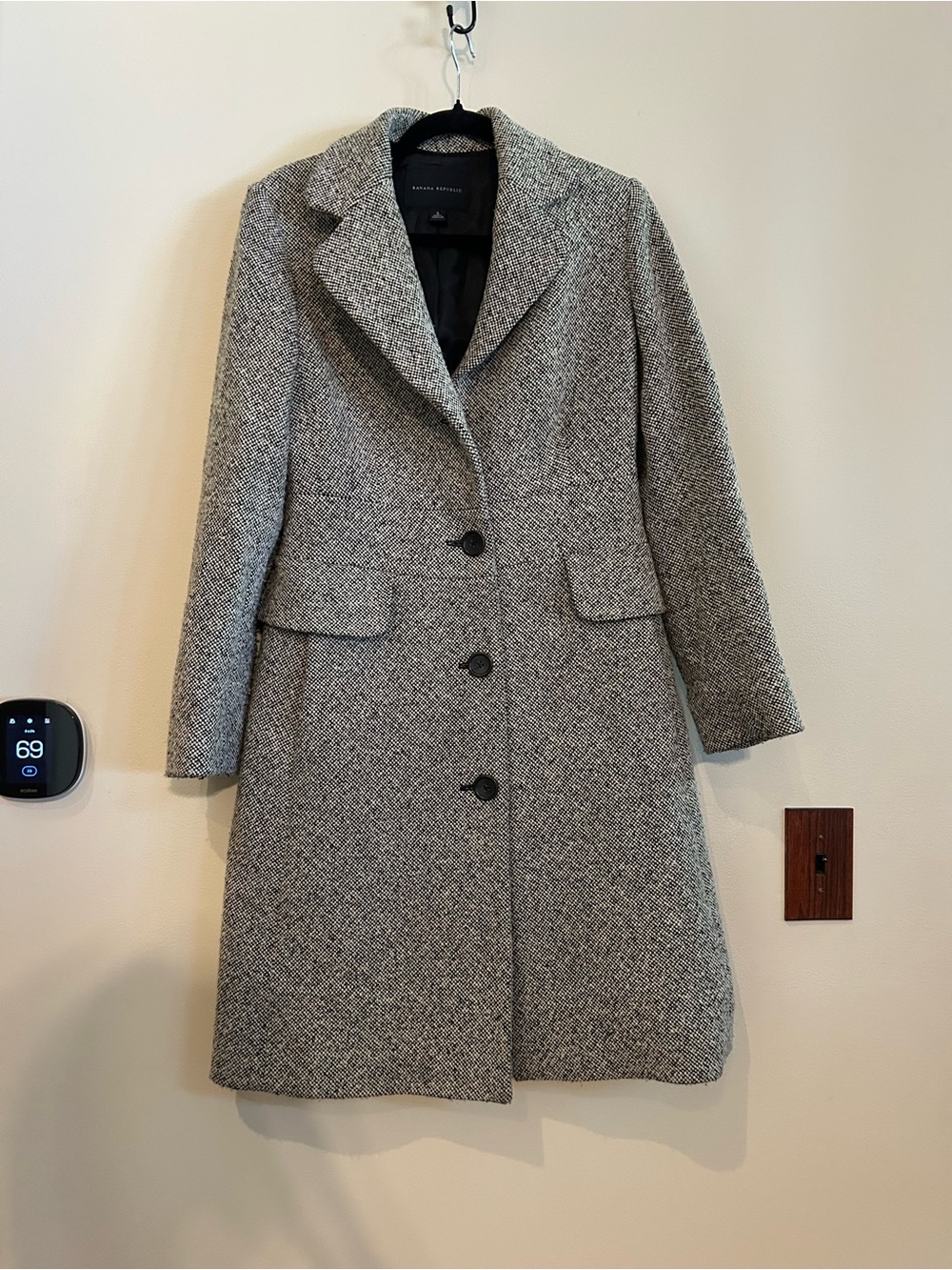 Banana Republic Gray Herringbone Pea Coat - Picture 9 of 11